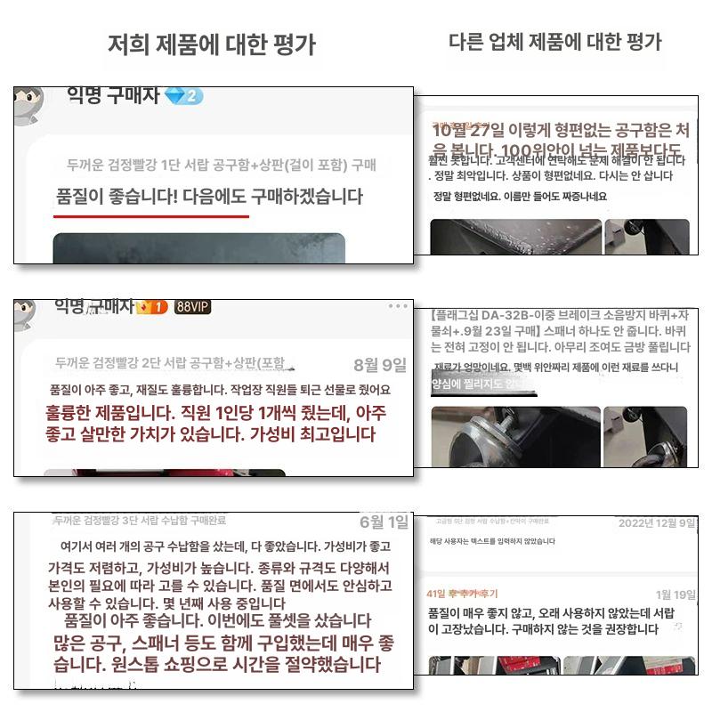 이동식 공구대 부품함 선반 서랍 보관함 대형 툴박스 공구다이 스테인리스 공구카트 걸이대 1단서랍+캐비닛잠금+측면걸이+상판 A - 상세 이미지 4