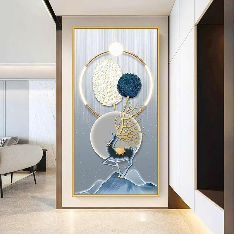 금전수 패브릭 그림 거실 현관 인쇄된 공예 대형 액자 풍경 그림액자 거실액자 대형액자 TBXG-16 단독형 폭 80cm 높이 160cm - 상세 이미지 2