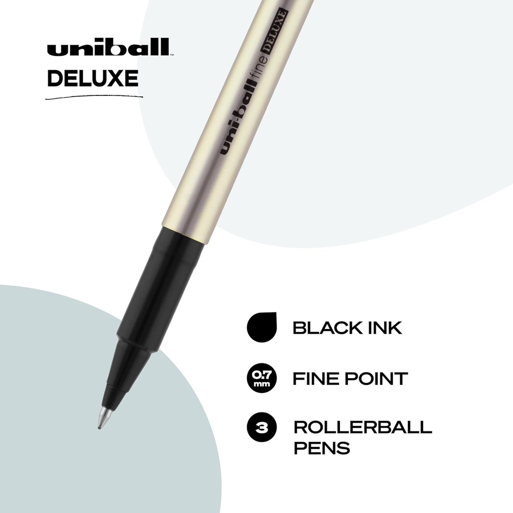 유니볼 디럭스 롤러볼펜 0.7mm 3개입 검은색 - 상세 이미지 3