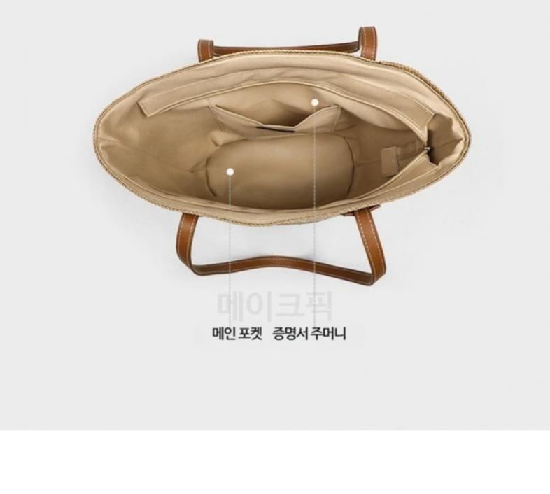 여성 밀짚백 여름 대용량 가방 해변 휴양지 여행용 데일리 숄더백 출퇴근용 자연스러운 스타일 편안한 착용감 이미지 7