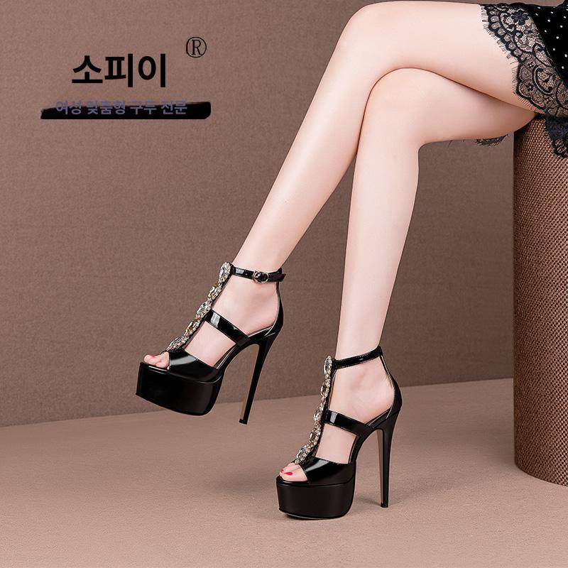스트랩 비키니대회 선수용 킬힐 피트니스 바디프로필 대회 무대 미인대회 청소년 언더붑 블랙 15cm 굽 34 - 상세 이미지 2