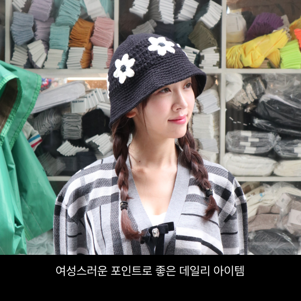 뜨개 손뜨개 모자 니트 버킷햇 여행 산책 여성 벙거지 - 상세 이미지 4
