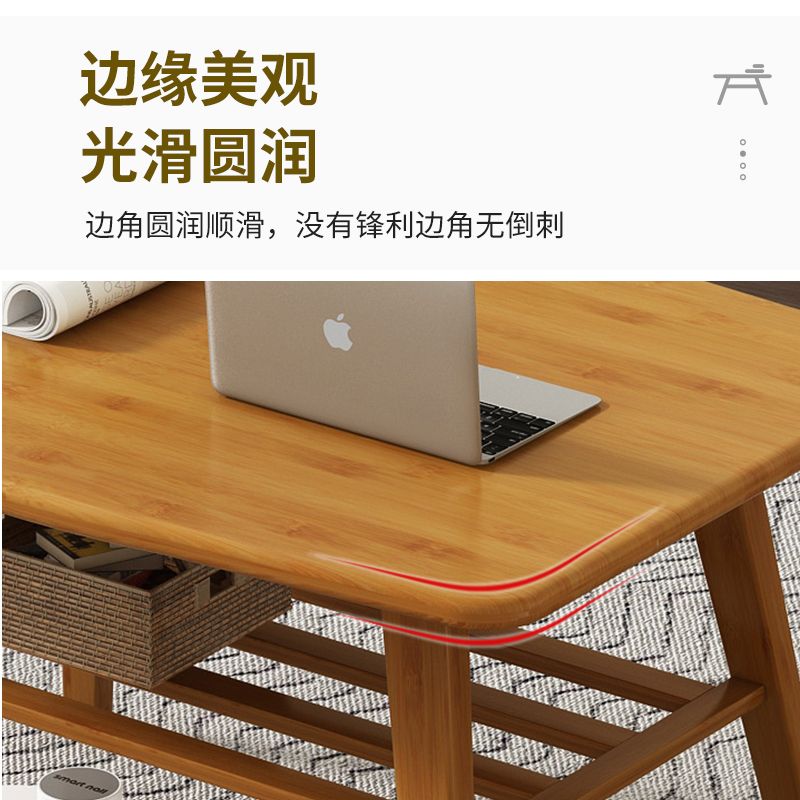 낮은 고무나무원목 까페 홈카페테이블 테이블 인용 커피숍 브라운 더블 100x50x60 CM - 상세 이미지 4