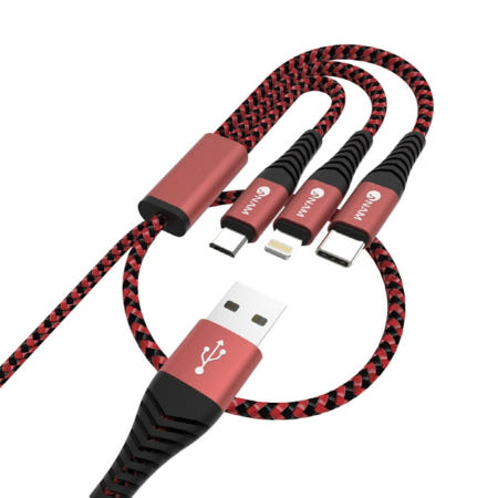 아남 USB to 3in1 충전케이블 2M 급속충전 스마트폰 전송 데이터 급속 멀티 케이블