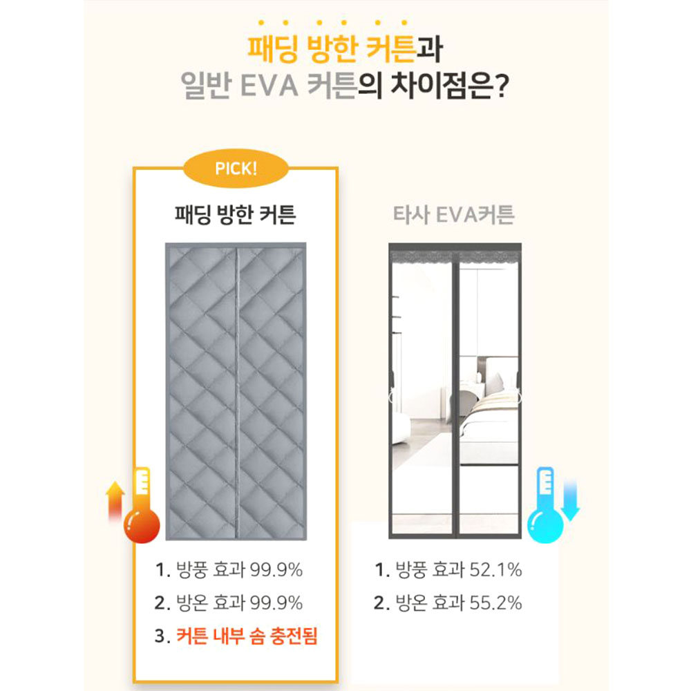 난방 외풍 커튼 겨울 우풍 냉기차단 자석형 도어 - 상세 이미지 4
