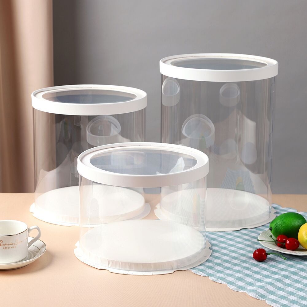 케이크 50pcs 쉬폰케익 투명 원형 상자 박스 꽃선물 원형 투명 뚜껑 (5개) 4인치 단일 레이어 18x18x16CM - 상품 이미지