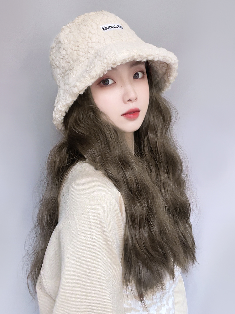 모자 가발 여성 생머리 항암치료 붙임머리 백금발 코스프레 긴머리 블론드 초경량 쿨브라운+헤어 네트 프리 사이즈 - 상품 이미지