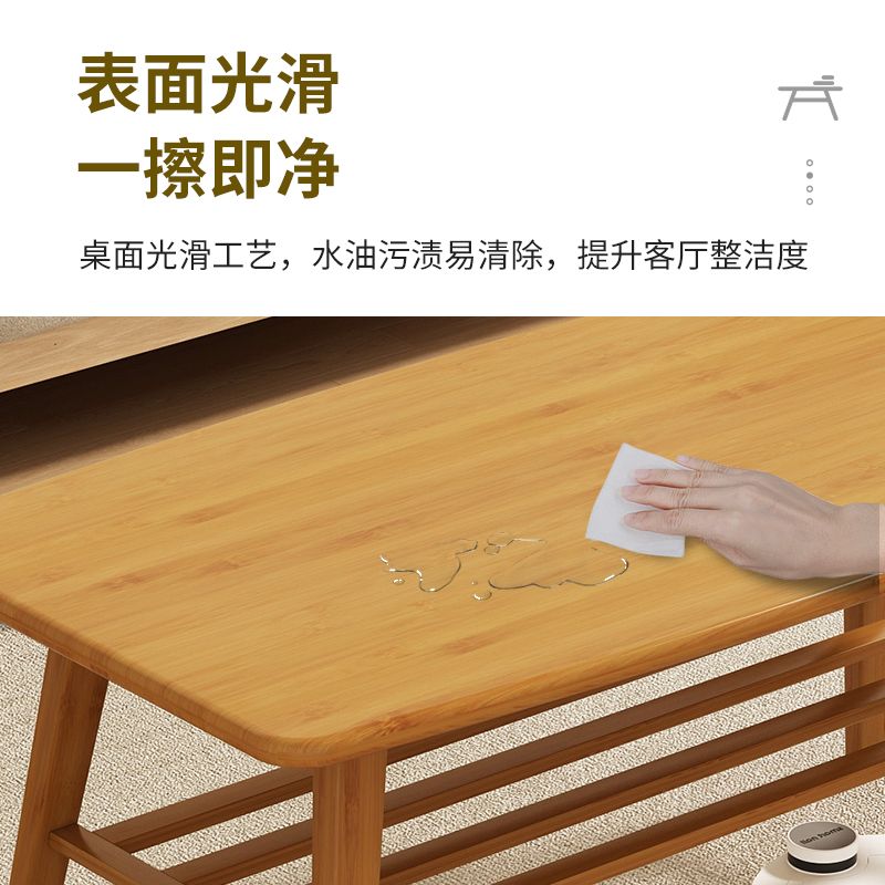 낮은 고무나무원목 까페 홈카페테이블 테이블 인용 커피숍 브라운 더블 100x50x60 CM - 상세 이미지 3