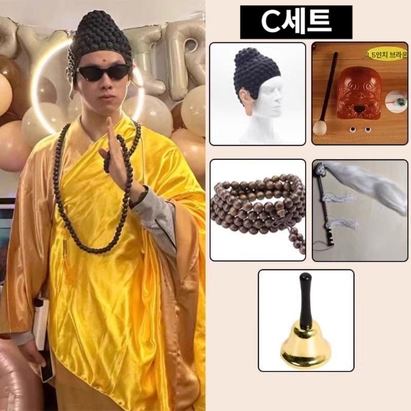 승려코스튬 힙스터 부처 패러디 파티 의상 A S - 상세 이미지 5