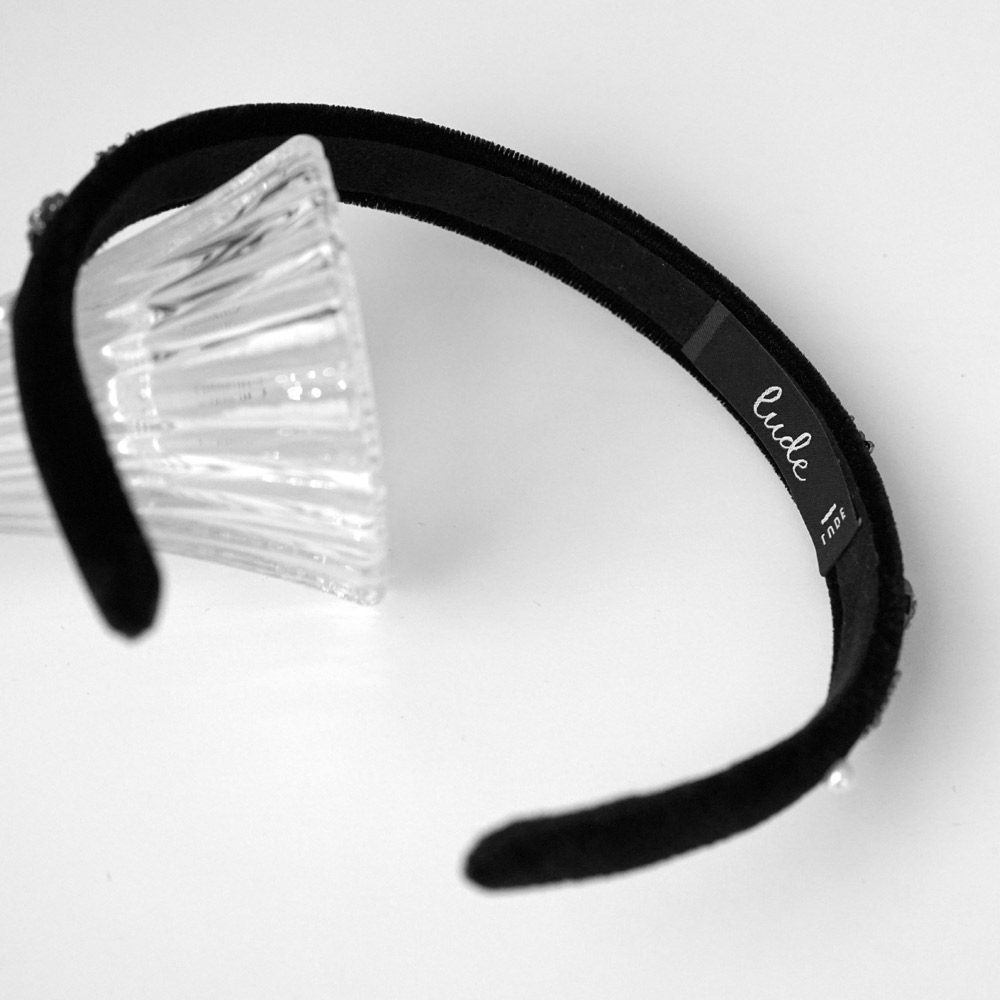 루드 칼라 스타 진주 크리스탈 벨벳 헤어밴드 얇은 머리띠 L25FWAC47