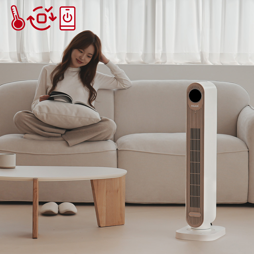 한경희 저소음 그래핀 PTC 타워형 전기히터 가정용 온풍기 베이지 - 상세 이미지 5