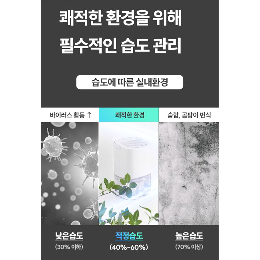 저소음 led 제습기 소형 건식 실내 공기청정기 - 상세 이미지 4