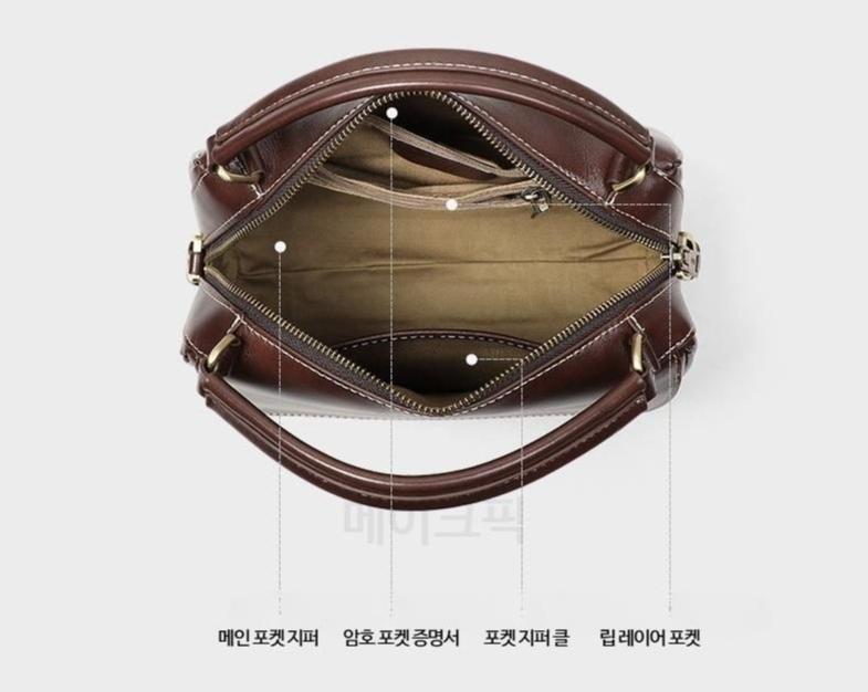 천연 여성 소가죽 숄더백 크로스백 겸용 빈티지 무드 가죽 토트백 데일리 가방 이미지 7