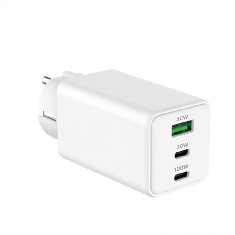 마이크로텍 USB PD 100W PPS GaN 접지 멀티 3포트 초고속 C타입 충전기 화이트 - 상품 이미지