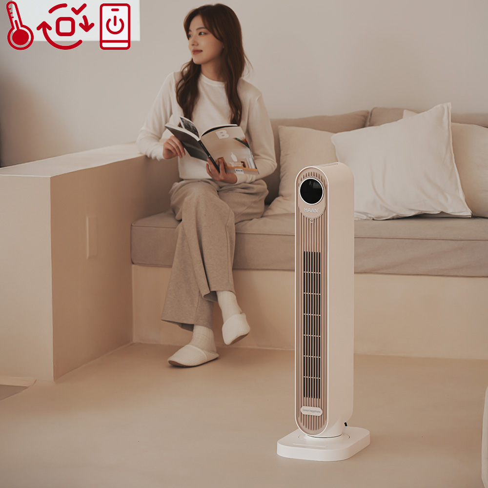 한경희 저소음 그래핀 PTC 타워형 전기히터 가정용 온풍기 베이지 이미지 7