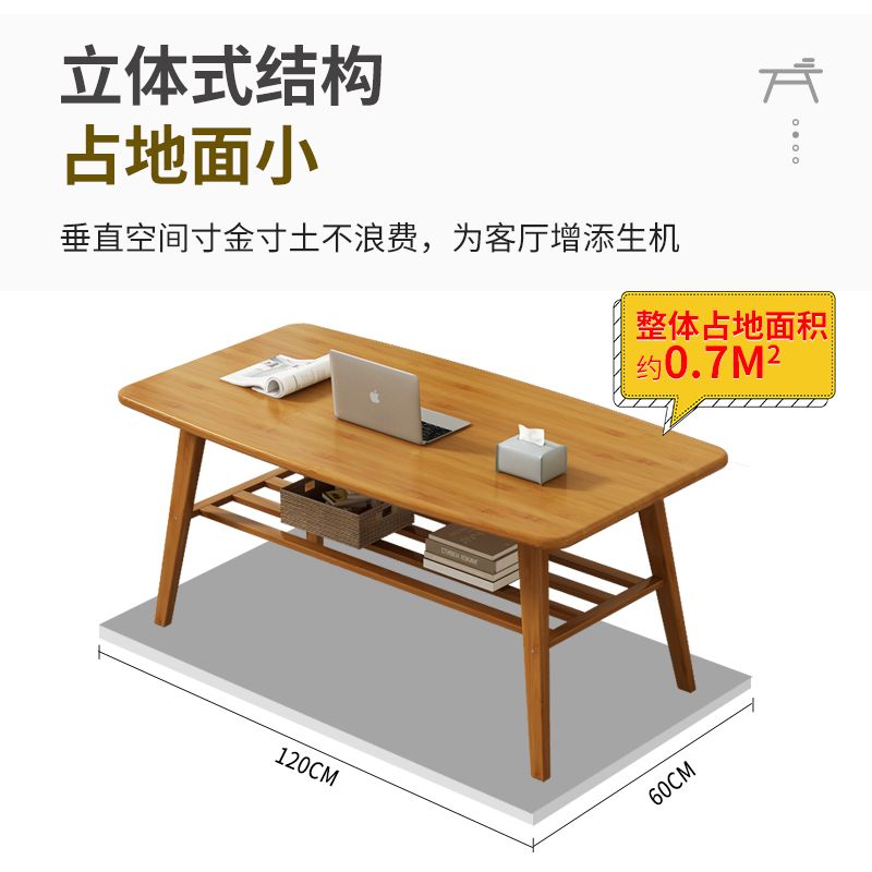 낮은 고무나무원목 까페 홈카페테이블 테이블 인용 커피숍 브라운 더블 100x50x60 CM - 상세 이미지 5