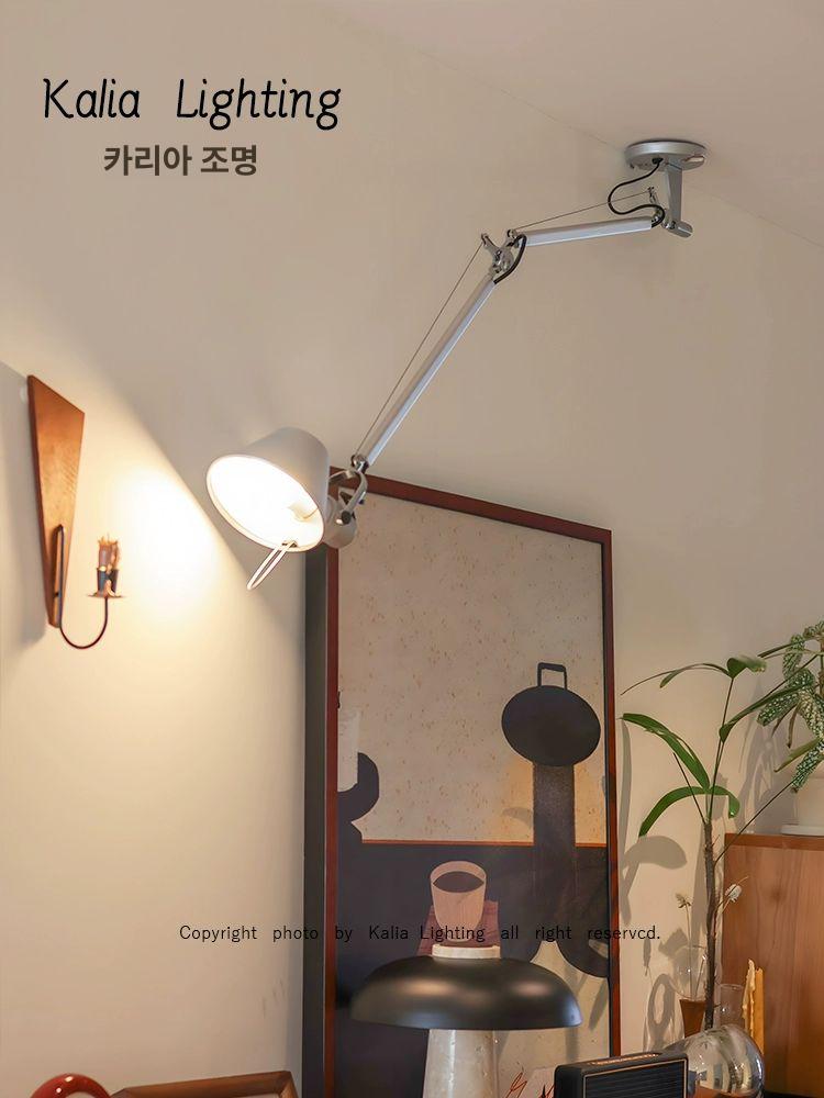 조명 독서등 싱글암 협탁 인테리어조명 데스크 다각도 벽등 누름버튼스위치 벽조명 무드등 실버 소형 전구 유선 - 상세 이미지 3