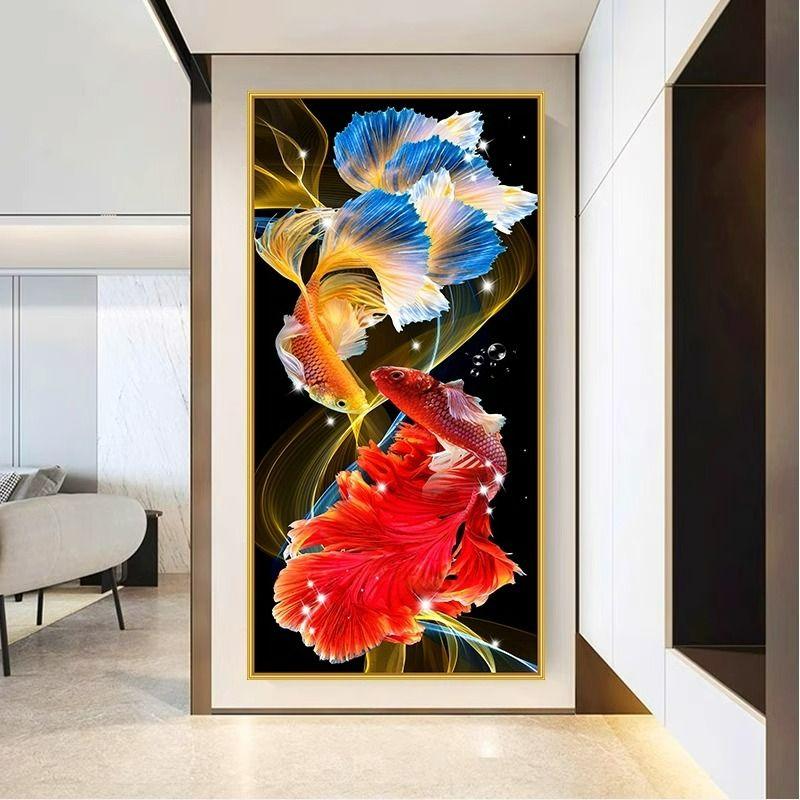 금전수 패브릭 그림 거실 현관 인쇄된 공예 대형 액자 풍경 그림액자 거실액자 대형액자 TBXG-16 단독형 폭 80cm 높이 160cm - 상세 이미지 4