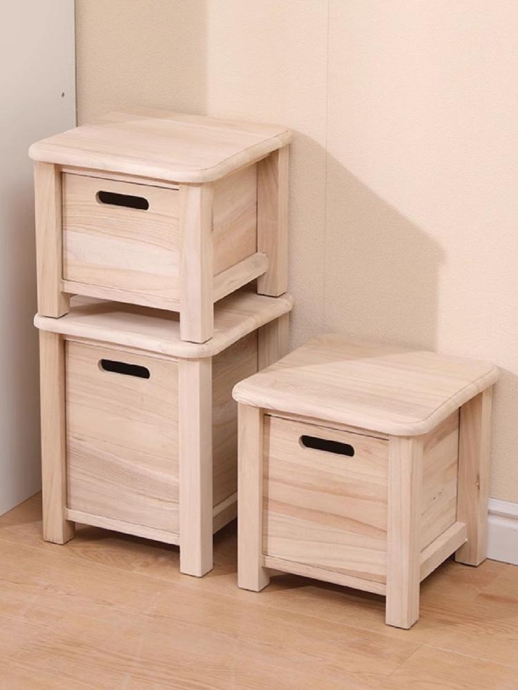 원목스툴 우디 카키 30x30x25 수납스툴 다기능 다 - 상세 이미지 3