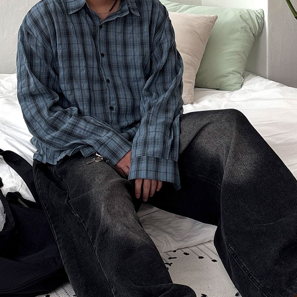 남성체크남방 체크무늬셔츠 - 상세 이미지 2