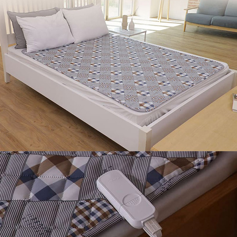 일월 워셔블 캠핑용 전기요 접이식 온열매트 사계절용 더블, 140x180cm, 체크 믹스