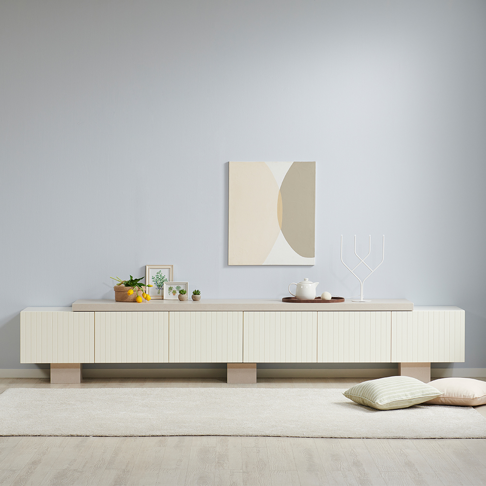 대형거실장 3000 화이트 세라믹 원목 TV수납장 거실티비다이 국내제작 카날