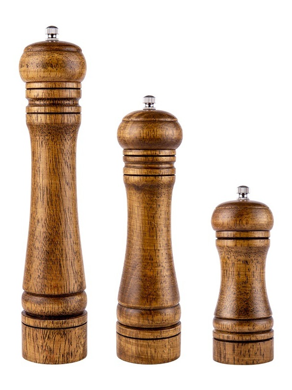 허브 후추 분쇄기 그라인더 솔트 소금 향신료 소금통 용기 우드 조미료통 14cm 빈티지 - 상품 이미지