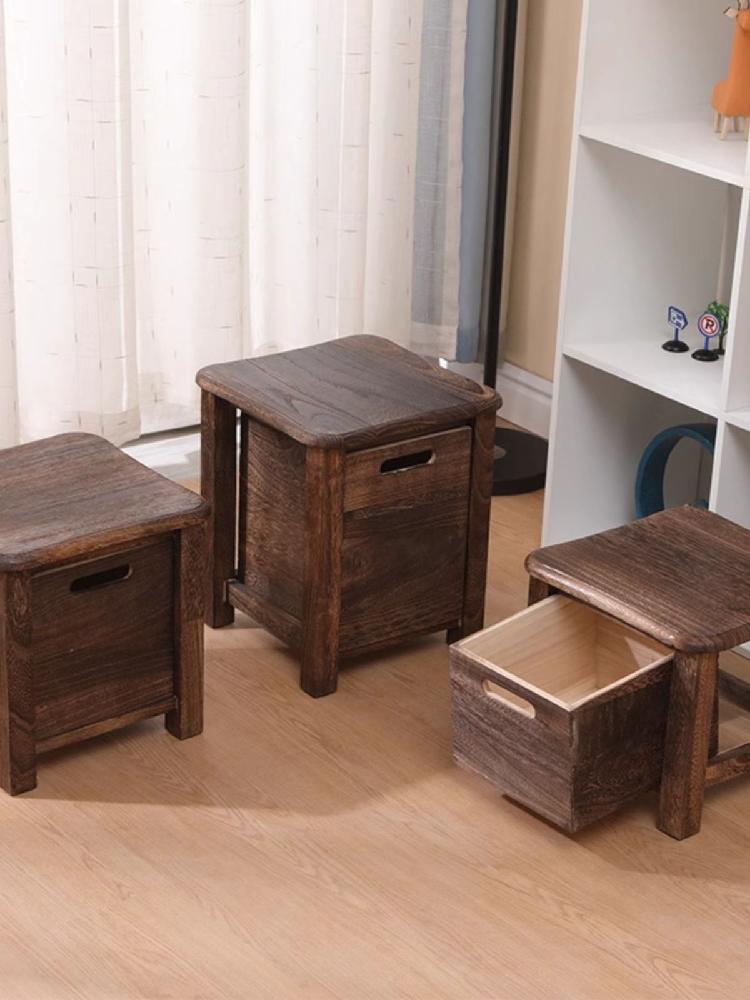 원목스툴 우디 카키 30x30x25 수납스툴 다기능 다 - 상세 이미지 5