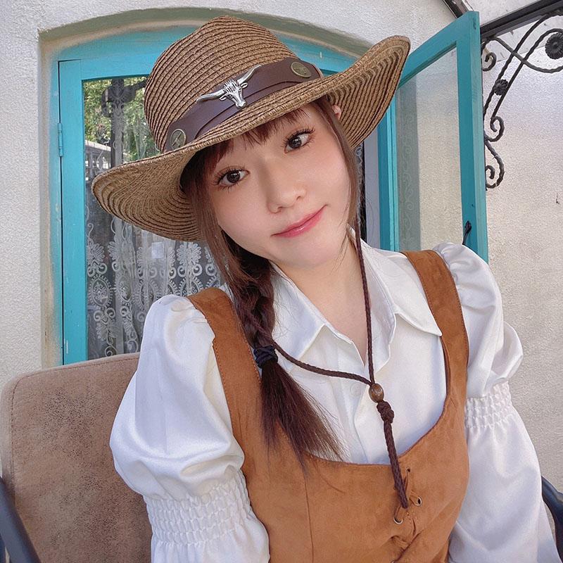 남여공용 카우보이 모자 웨스턴스타일 인조가죽 여름페도라 자외선차단 중절모 밀집 농부 휴가 1 접이식 M 56-58cm - 상세 이미지 3