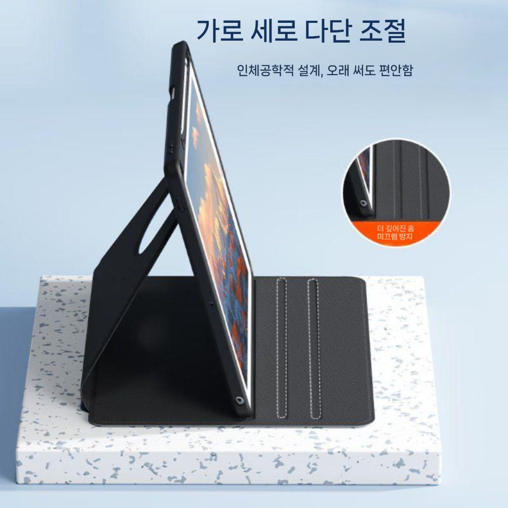 갤럭시탭 s10 라이트 케이스 태블릿 마그네틱 회전 거치대 s펜 슬롯 가죽 커버 - 상세 이미지 3