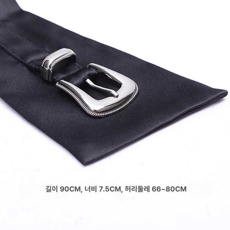 벨트 코르셋 와이드 셔츠 블라우스 린넨 실키 풀오버 플라워 슬림핏 청바지 빅사이즈 루즈핏 블랙 글로시 - 상세 이미지 5
