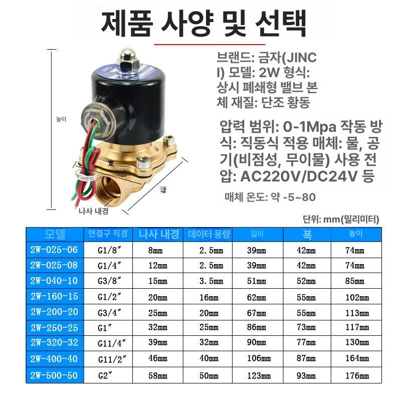 밸브 폐쇄 황동 솔레노이드 정상 공기 상시 합금 공압 코일 스위치 방수 실외용 비가열 1.2인치 DC12V - 상세 이미지 5