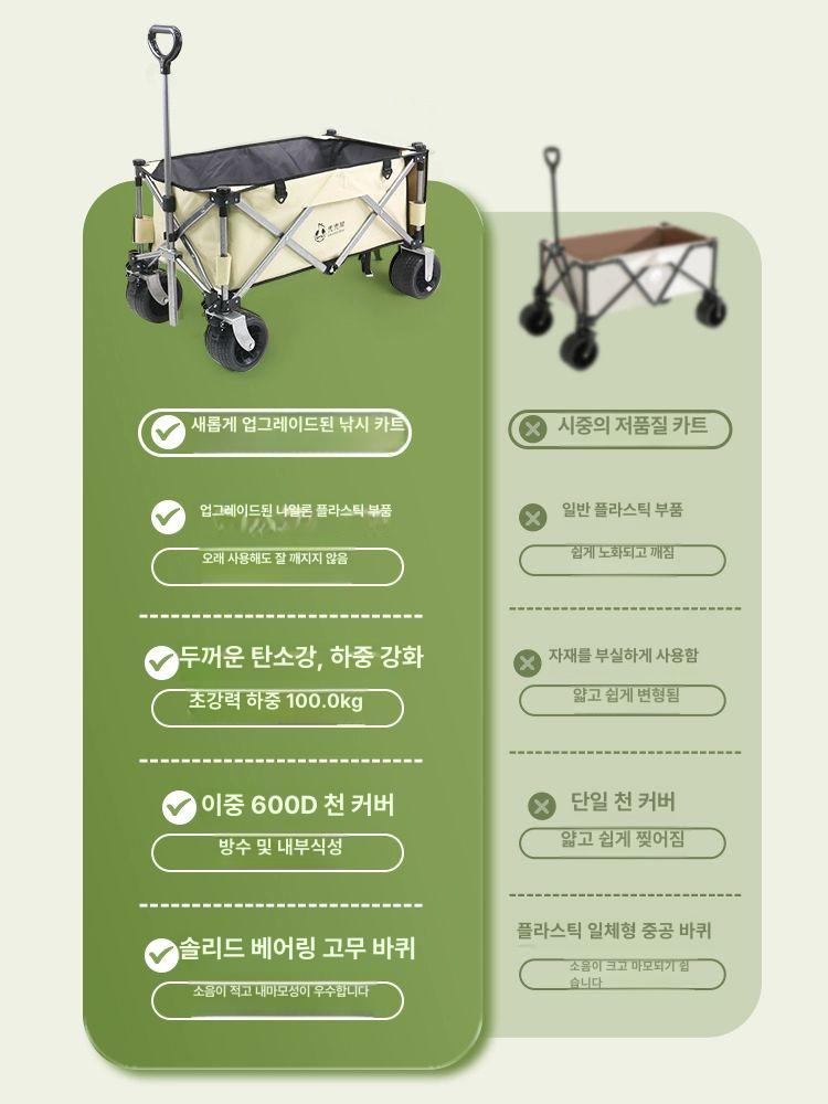 여행 캠핑 낚시카트 운반 미니구루마 웨건 초경량 철제손잡이 대형 휴대용모델 야외 장보기 블랙 대형 폴딩 10cm 12베어링 A - 상세 이미지 4