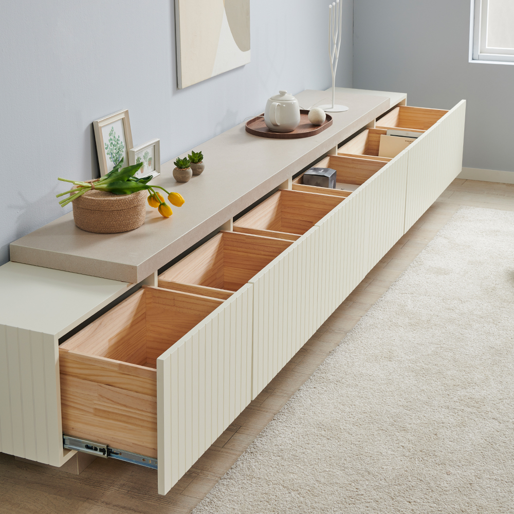 대형거실장 3000 화이트 세라믹 원목 TV수납장 거실티비다이 국내제작 카날