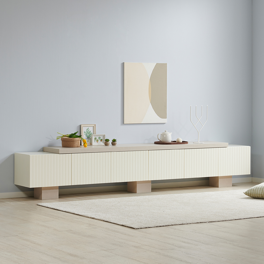 대형거실장 3000 화이트 세라믹 원목 TV수납장 거실티비다이 국내제작 카날