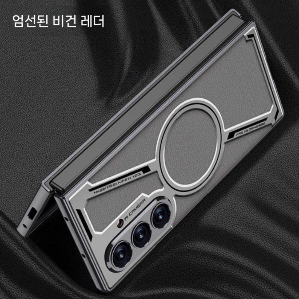 갤럭시 폴드7 카본 케이스 메탈 그립 거치대 맥세이프 자석 무선 충전 액정 필름 통합 - 상세 이미지 4