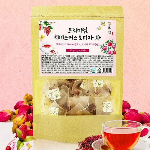 (5개) 원물 그대로 목향 히비스커스 오미자 차 티백 건강차 50개입 - 메인 이미지
