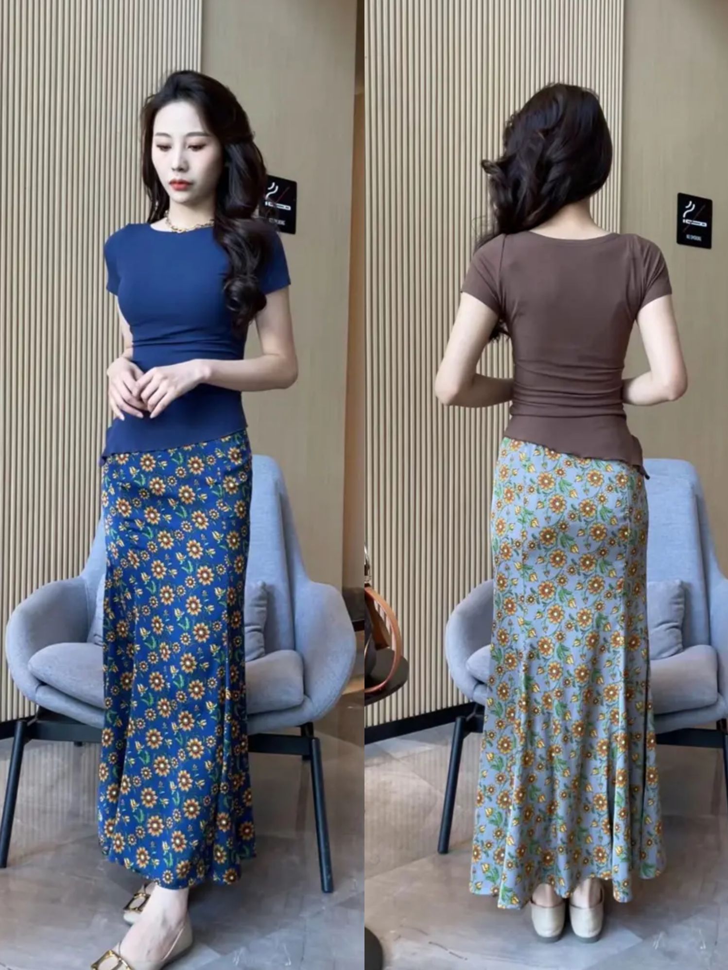 패턴 원피스 퍼프 꽃무늬 스모크밴딩 슬리브 빅사이즈 러블리 바스락 결혼식 핀턱 루즈핏 옐로우리본탑 M 50~55kg - 상세 이미지 4