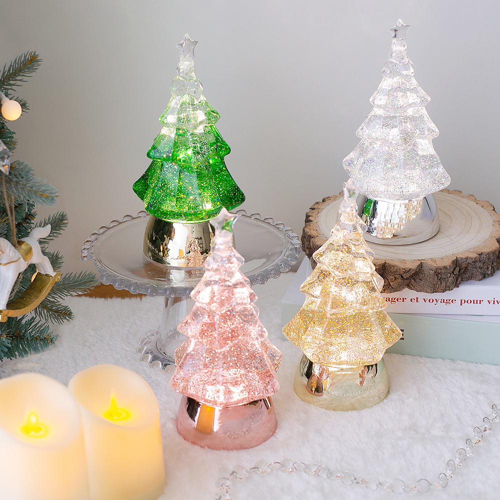 크리스마스 LED 투명 트리워터볼 무드등 클리어 오르골 선물