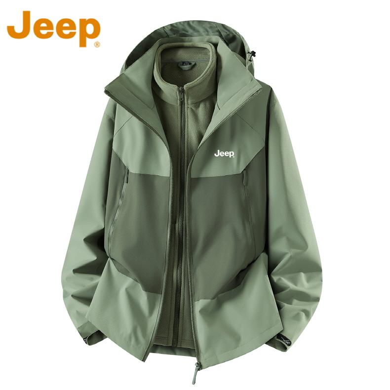 JEEP SPIRIT 아웃도어 빅사이즈 135kg 3in1 탈부착 바람막이점퍼 루즈핏 남성 코트 아웃도어 지프 잠바 - 상세 이미지 2