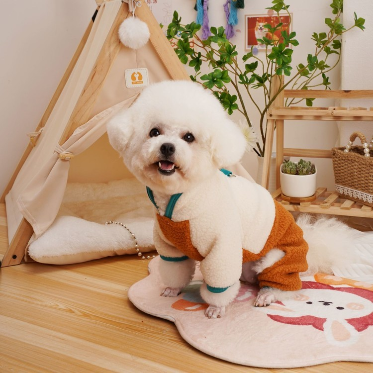 강아지옷 뽀글이 올인원 투컬러 후리스 애견 겨울옷 - 상세 이미지 5