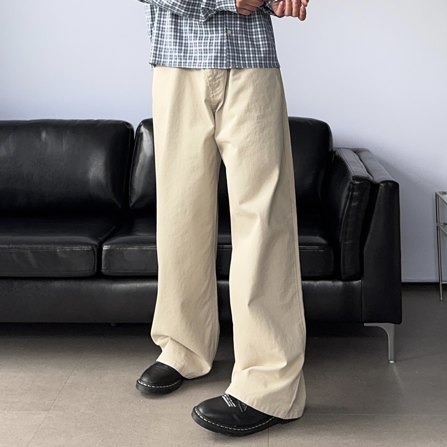 1+1 남자흰바지 치노팬츠 남자통바지 남성가을면바지 - 상세 이미지 4