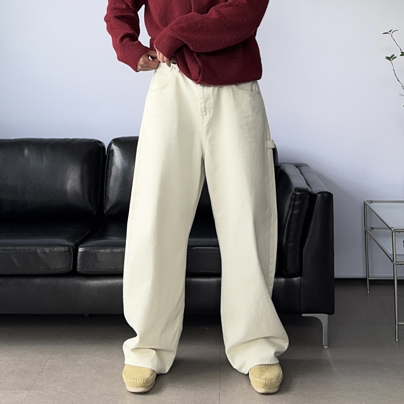 남자커브드진 남성가을면바지 카펜터팬츠 워크팬츠 - 상세 이미지 3