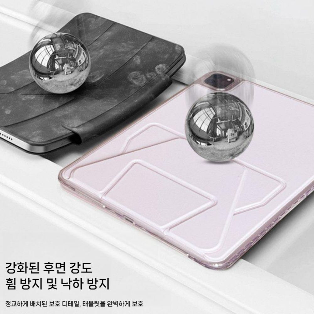 갤럭시탭 s10 라이트 보호 케이스 접이식 거치대 가죽 싱글 무광택 아크릴 커버 - 상세 이미지 5