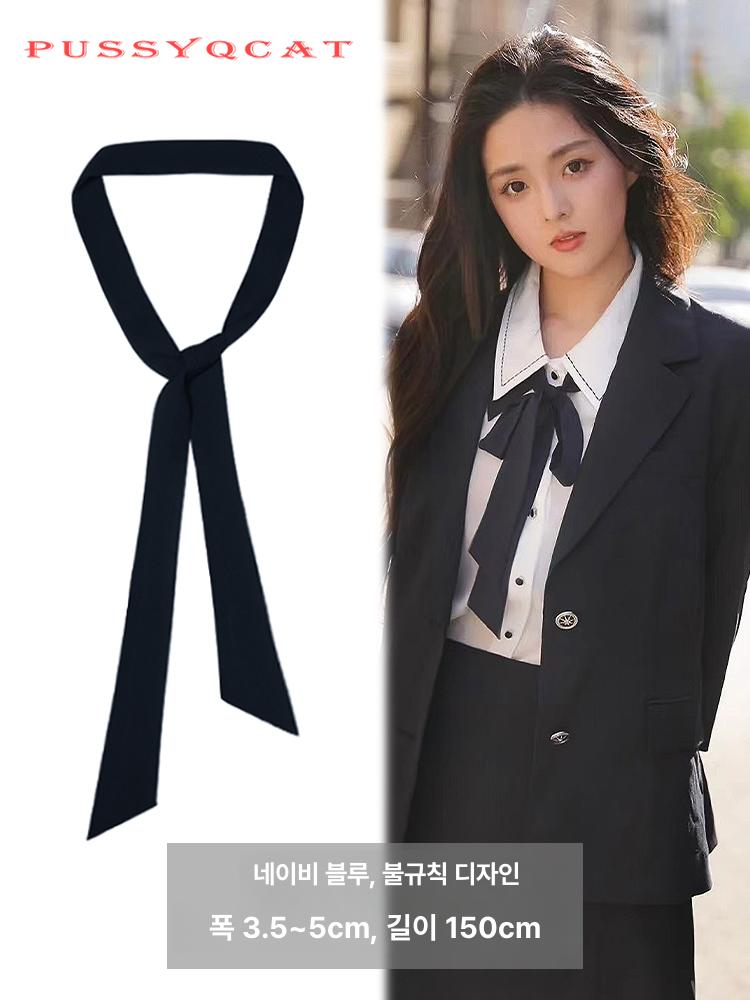 얇은넥타이 슬림넥타이 비즈니스 남여공용 면접 결혼식넥타이 엔틱 솔리드넥타이 블랙 130cm - 상세 이미지 5