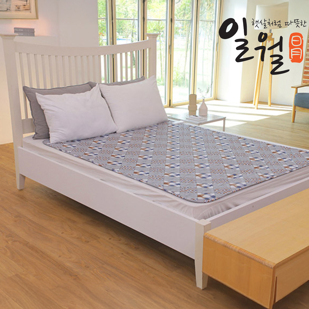 일월 스타일리쉬 전기매트 퀼팅 전기요 더블, 140x180cm, 그레이