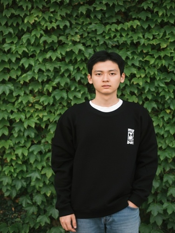 버블벳 남자 세미오버핏 버블변형사각 나염 데일리 맨투맨티셔츠 블랙 - 상품 이미지
