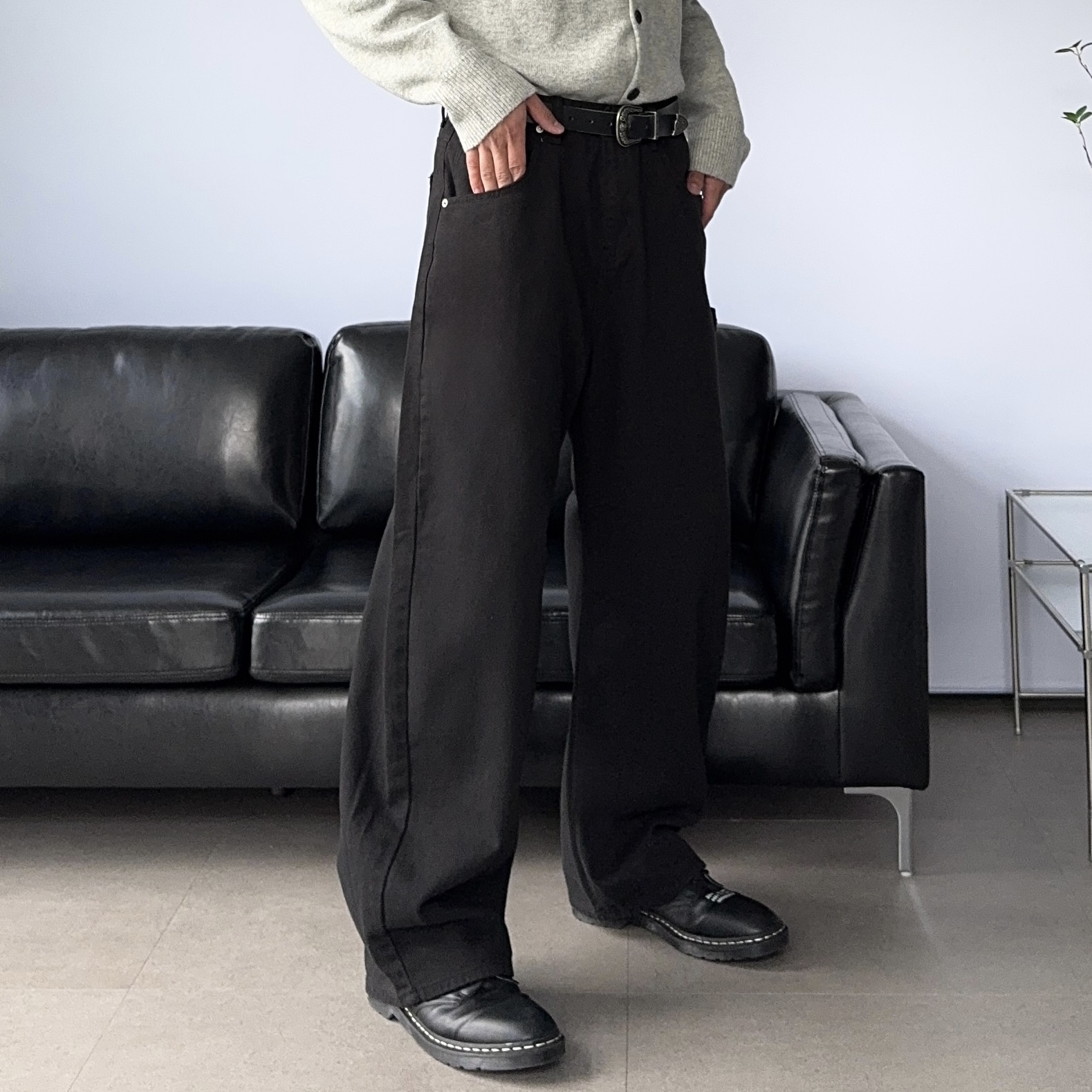 남자커브드진 남성가을면바지 카펜터팬츠 워크팬츠 - 상세 이미지 4