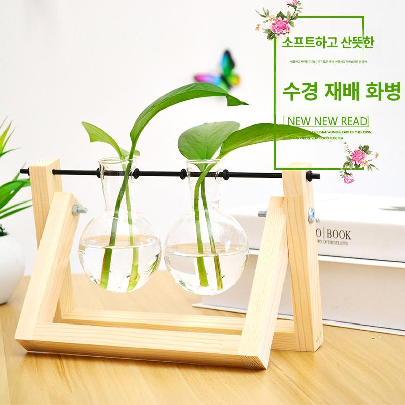 나무 수경 작은 데스크탑 용기 스탠드 화분 분재 꽃꽂이 그릇 잔디 거실 꽃병 빈티지 컬러 단일 화병 - 상세 이미지 2