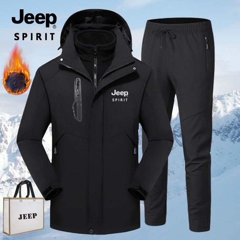 남성) JEEP 야상 2in1 탈부착 바람막이 점퍼 바지세트 지프 겨울잠바 바지 오염방지 긁힘방지 등산 낚시 - 상품 이미지